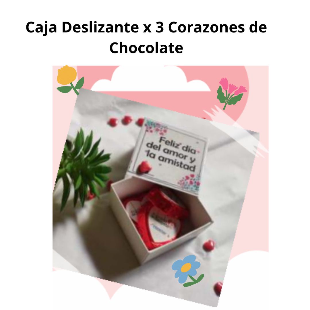 Caja Deslizante X 3 Corazones de Chocolate