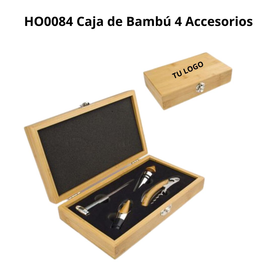 Caja de Bambu 4 Accesorios