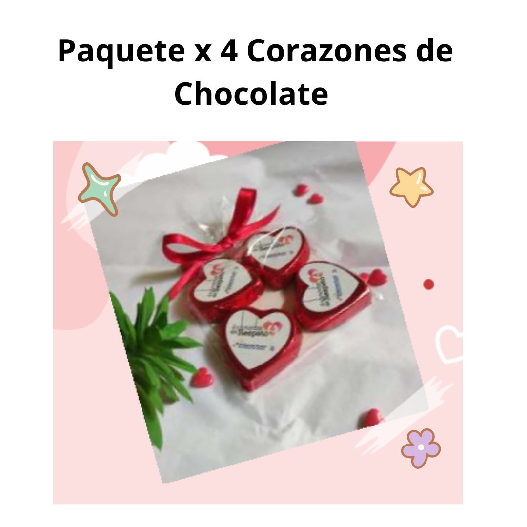 Paquete por 4 Corazones de Chocolate