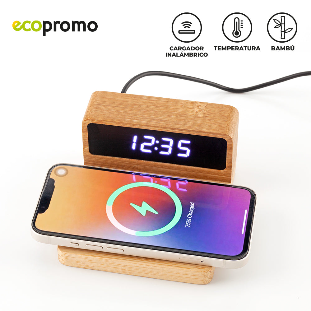 Cargador Inalámbrico Bamboo Clock RE-203 (CP) (NUEVO)