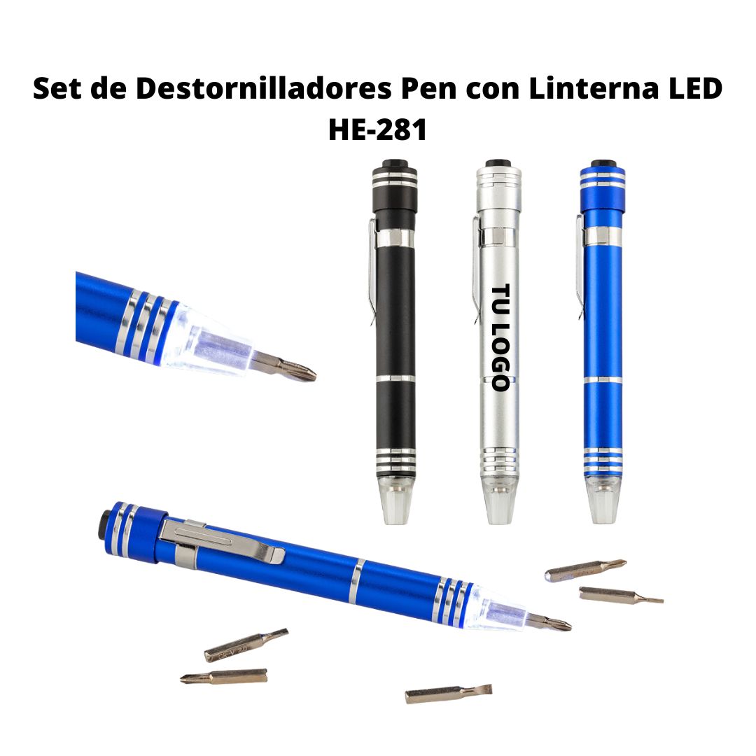 Set de Destonilladores Pen con Linterna Led